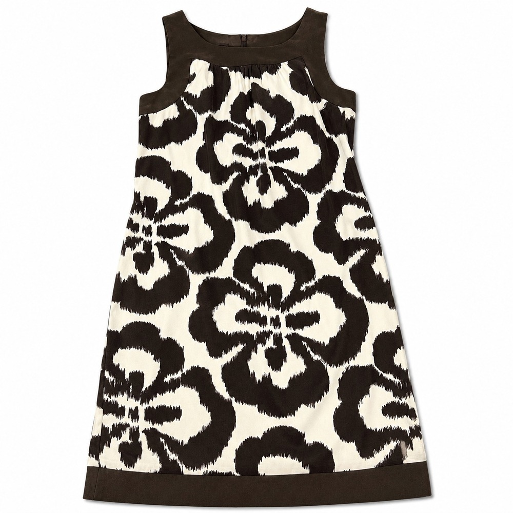 AGB Dress Womens Size 8 Brown Ivory Abstract Floral Sheath Sleeveless‎ Career